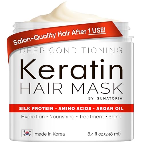SUNATORIA Korean Keratin Hair Mask for Damaged Hair - Deep Conditioning Treatment with Hydrolyzed...