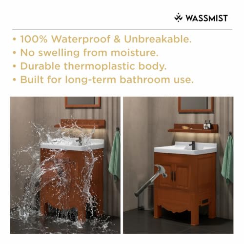 Image of WASSMIST Floor Mounted Bathroom Vanity | Modern Floor Standing Basin Cabinet for Bathroom | Thermoplastic Cabinet (Brown)