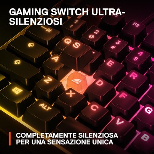 SteelSeries Apex 3 TKL, RGB tastiera da gaming , Fattore di forma compatto senza tastierino numerico studiato per gli eSport, Illuminazione RGB a 8 zone, Layout Inglese QWERTY - Immagine 3