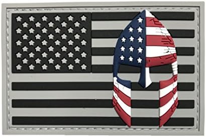 USA Flag with Spartan Helmet (Molon Labe) 3D PVC Rubber Morale Patch, Represent American Pride, Perfect for Tactical Operator Caps, Hats, Jackets, Bags, Packs and Military Apparel