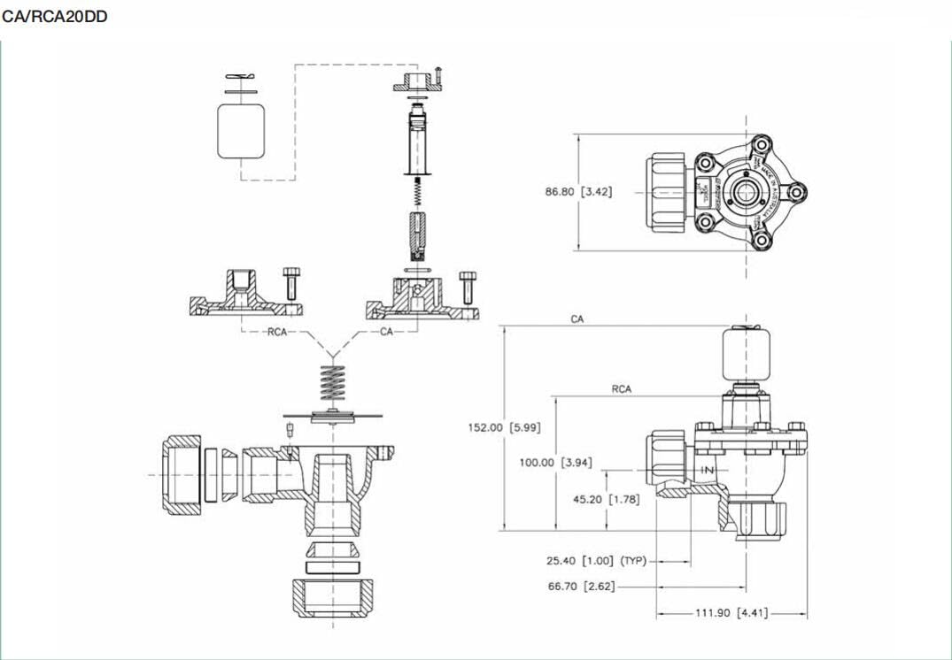 R20DD – Membranventil für Staubsammler, Größe Port G3/4 Zoll, integrierter Treiber rechtwinklig K2000 K2007