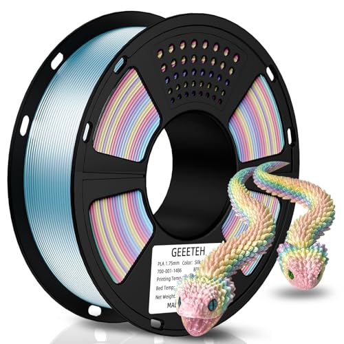Image of GEEETECH Silk Rainbow PLA Filament 1.75mm, 3D Printer Filament 1kg Spool (2.2lbs), Shiny Multicolor Gradient PLA, + /- 0.02 mm Accuracy, Low Warping, 3D Printing Filament Fits Most FDM 3D Printers