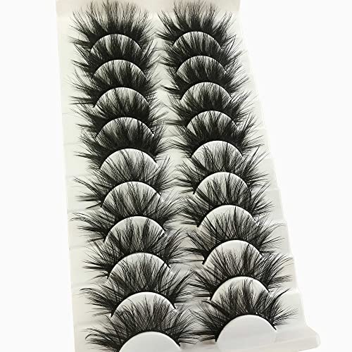 ALPHONSE Faux Mink Lashes Pack 20MM High Volume False Eyelashes 6D Fluffy Wispy Fake Eyelashes 10 Pairs Dramatic Crossed Eye Lashes Bulk 2 Styles