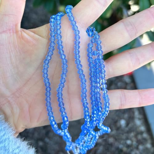 Image of 500pcs Czech Faceted Rondelle Crystal Glass Loose Beads 4mm Small Tiny Spacer Bulk Light Sapphire Blue for DIY Craft Jewelry Making CCR414