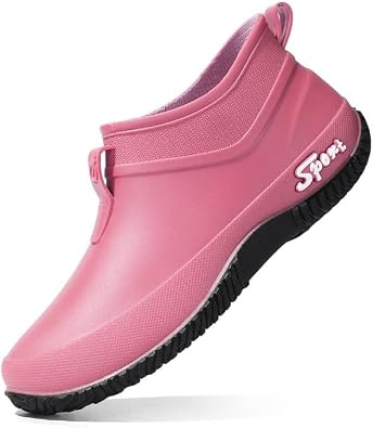 Women Rain Boots Waterproof Ankle Boots with Anti-Slip Sole Outdoor Slip-On Garden Shoes for Kitchen & Outdoor, Rain Shoes
