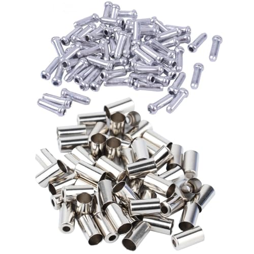 50Pcs Bike Cable End Caps Alloy Cable End Crimps 50Pcs Bicycle Brake Cables End Caps for Road Mountain Bicycle (Cable End Caps&Brake Cable End Caps)