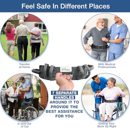 Gait Belts for Seniors with 7 Handles- Transfer Gate Belts Medical for Elderly and Disabled - Easy to Use Quick Release Gait Belt with Handles for Seniors Physical Therapy -Elderly Assistance Products