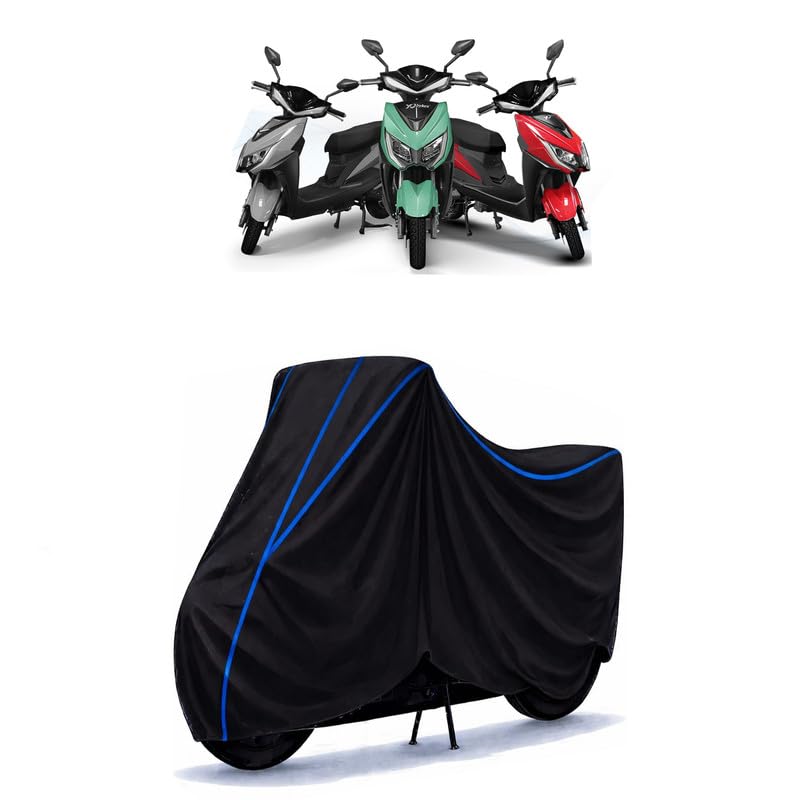 Image of Scooty Cover Water Resistant for Yo Edge YObykes Edge STD | Universal Scooter & Bike Cover | Heavy Duty UV Dust, Rain & Scratch Protection Weather Indoor Outdoor | Black with Blue Piping