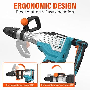 Berserker 25-Pound SDS-Max Demolition Jack Hammer with 3 pc. SDS Max Chisel Set with Point Chisel, Flat Chisel & Scaling Chisel, Masonry Concrete Tile Removal Bits