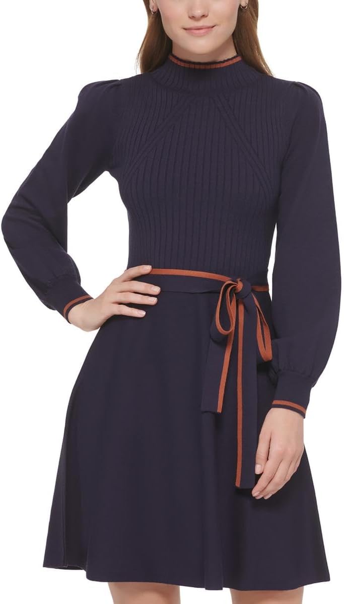 vince camuto fit and flare sweater dress Vince Camuto Womens Fit & Flare Bracelet Sleeve Sweaterdress Black