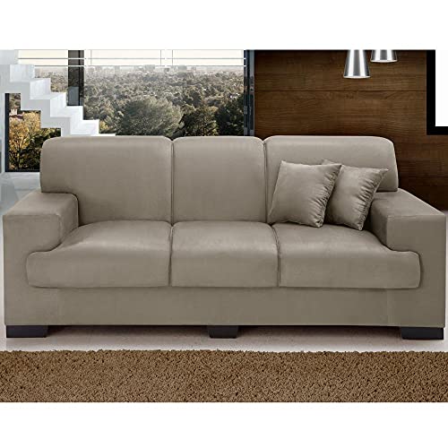 Sofá 3 Lugares Manuela Suede Chocolate Império Estofados - 88x204x87
