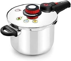 MONIX Selecta | Quick Pressure Cooker 7 Litres with Food Selection System and Automatic Closing, 18/11 Stainless Steel, Gr…