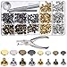 Produktbild 240 Set 2 Größen Leder Nieten Doppelkappe Niet Tubular Metall Ohrstecker mit 3 Stück Fixierwerkzeug und Lochzange für DIY Lederhandwerk Nieten Ersatz, 4 Farben Gold, Silber, Bronze, Gunmetal