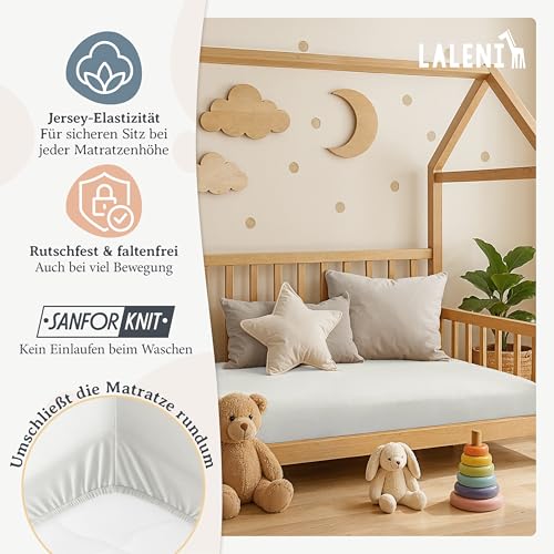 Laleni Jersey Spannbettlaken, 100x115cm, für Baby Beistellbett & Stubenwagen, 100% Baumwolle, Oeko-TEX Zertifiziert, Ivory – Ansicht 4