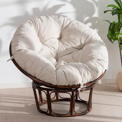 HIGOGOGO Papasan Chair Cushion with Chenille Cover (Without Chair) Soft Supportive Cushion Beige 48 x 48 Inch