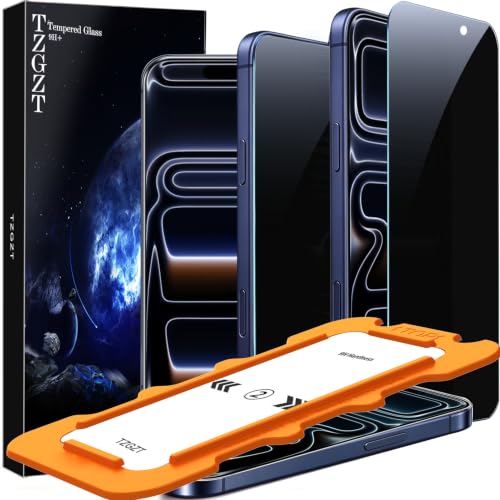 TZGZT Privacy Screen Protectors for iPhone 17 Pro Max, Tempered Glass, HD | Industrial-Grade 9H Hardness Shatterproof, Case Friendly, Secondary Tempered Edges, Scratch Resistant, Easy Install, 1 Pack - image 1