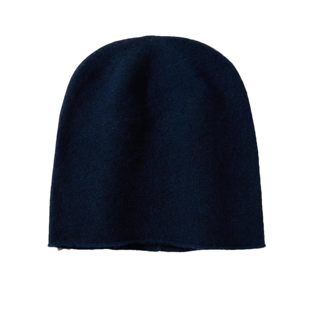 Cappello da donna in lana e cashmere, casual, tinta unita, orlo arrotolato, morbido, invernale, primavera, caldo, con teschio