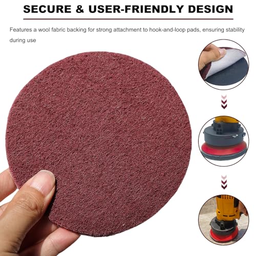 Image of 15 Pack 5 Inch Hoop and Loop Multipurpose Scrubber Scouring Pads - Flocking Scuff Pads, Conditioning Discs Polishing Pads for Furniture Automotive Cleaning, Rust Removal