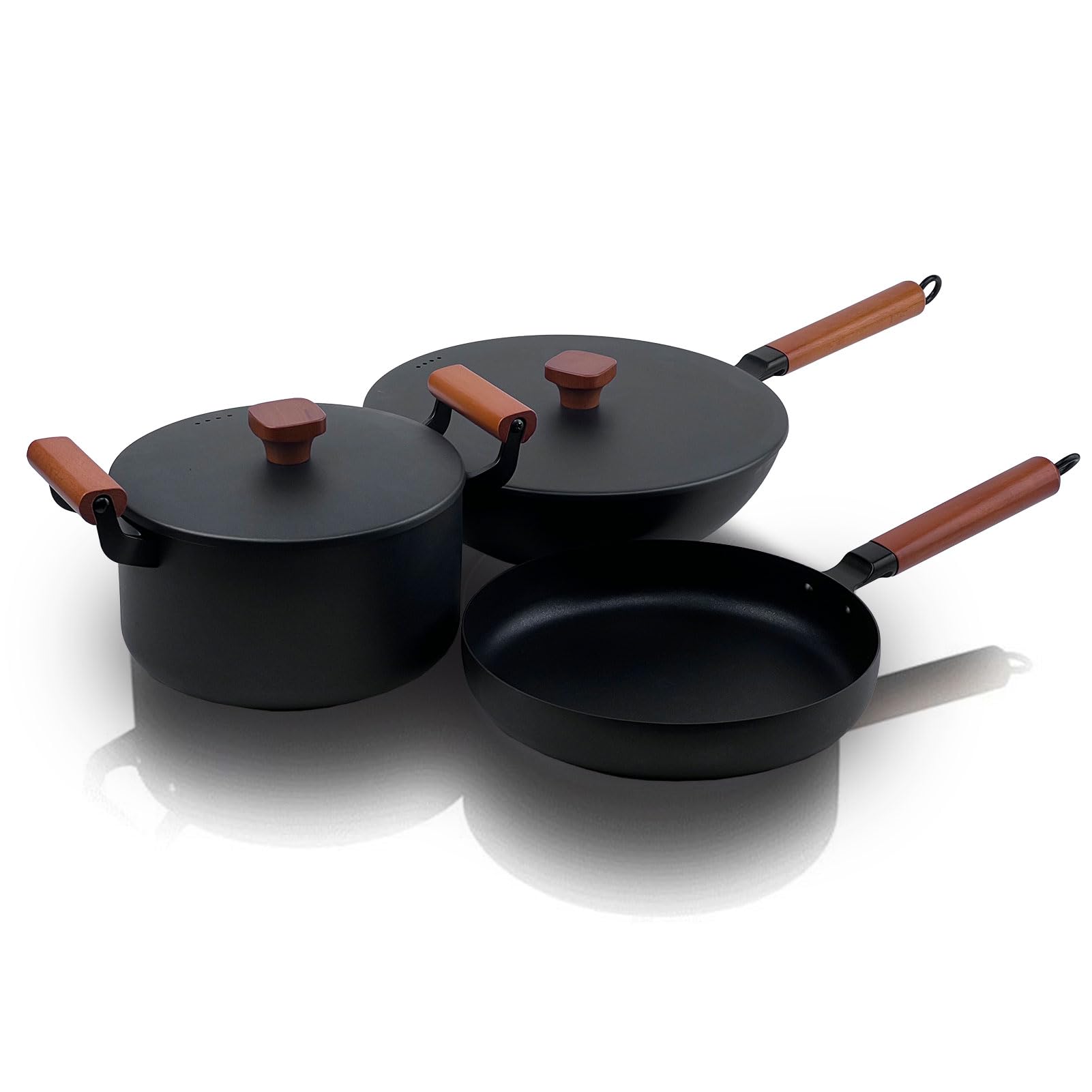 Healthy Nonstick Cookware Sets, Pots and Pans Set, Pots and Pans Set Nonstick, Non Stick Cooking Set, Integrated Casting WIth Native Iron, w/Frying Pans & Saucepans(PFOS, PFOA Free)