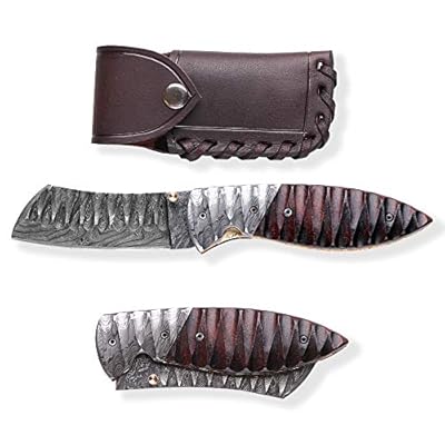 DELLINGER Tanto Obsidian & Damast Navaja y navaja plegable de acero de damasco para exteriores, hoja de 9 cm | Ya disponible en tu tienda friki favorita! En mundofriki.es!