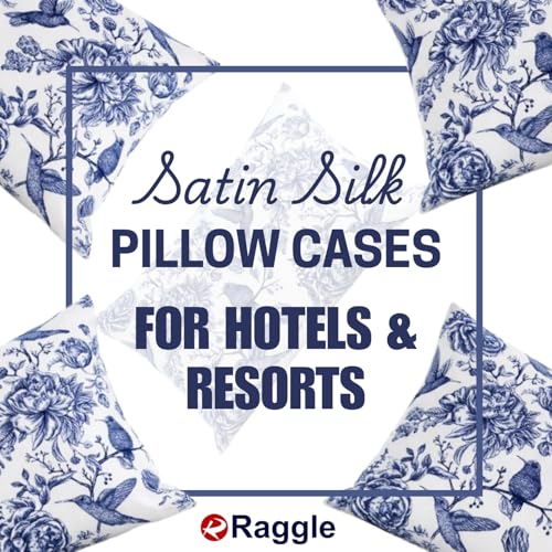 Image of RAGGLE Satin Silk Pillowcase for Hair and Skin Standard Size 18 inchX 28 inch with Soft Breathable Smooth Cooling Pillow Covers for Sleeping or Pillow Protector (2, Blue Printed)