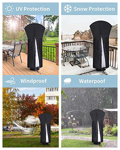 BIERDORF Patio Heater Covers Waterproof with Zipper, 210D Outdoor Heater Cover for Standing Heater, Black - Thumbnail 4