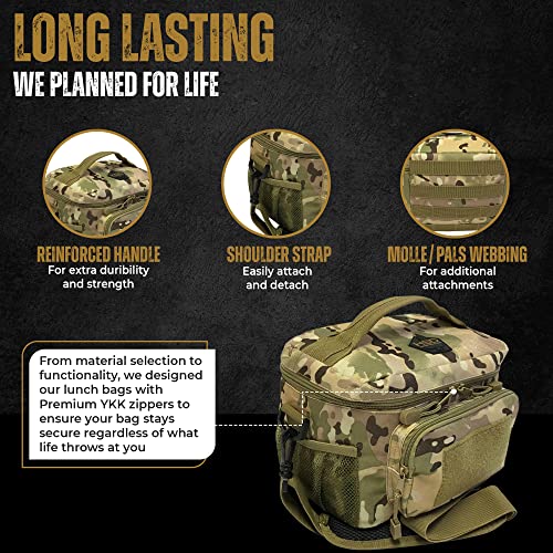 Hsd 10Mm Thick Insulated Adult Lunch Bag - Leak Proof For Hot & Cold Temperature - Tactical Style Easy To Clean, Durable & Water-Resistant - Sturdy Handle, Shoulder Strap, & Pockets - Men & Women #TOP4