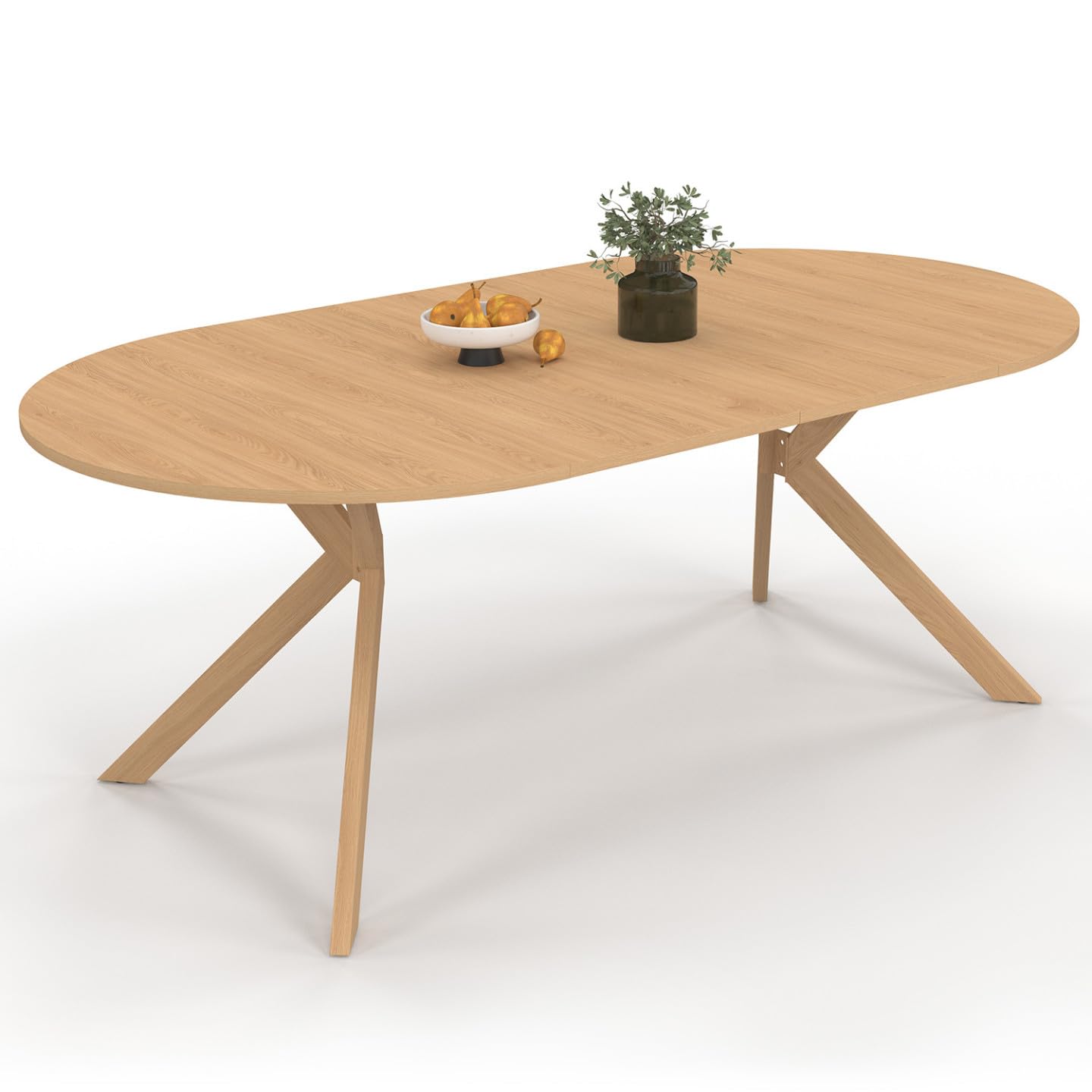 IDMarket – Mesa de comedor extensible redonda Alix 110-200 cm, madera efecto haya