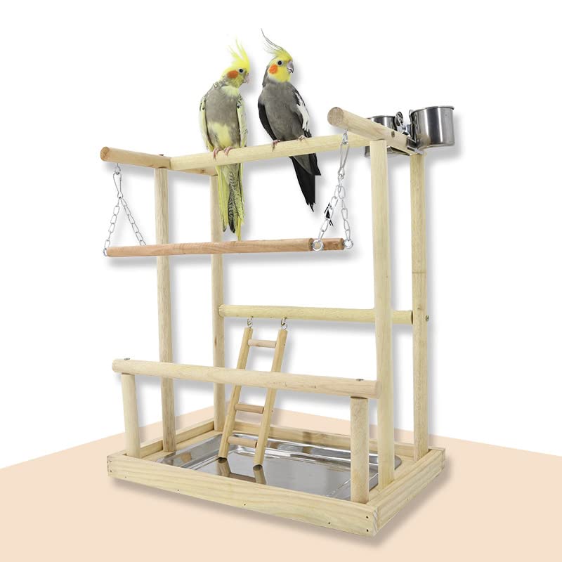 Percha para pájaros Parrot Playstand Bird Playground con Escalera Juguetes Pet Perch Platform y Feeder Cups Life Activity Center
