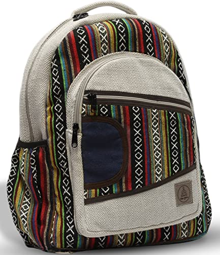 Ojas Yatra Himalayan Hemp Backpack Large - Boho/Hippie Multi Pocket Laptop Backpack For Men & Women - Handmade Laptop Bag For Travel & Festivals #TOP1