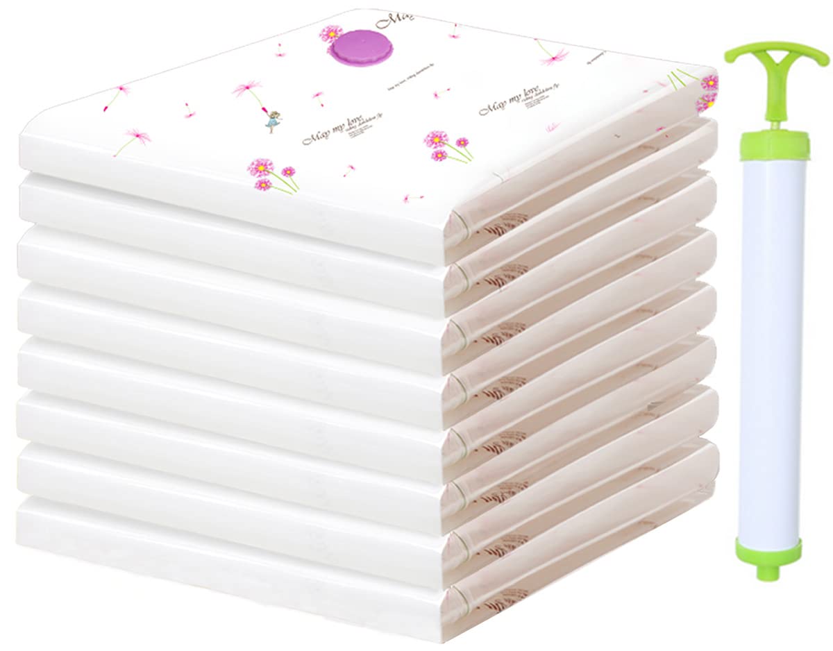 Vacuum Storage Bags Space Saving Bags for Comforters Pillow Clothes Bedding Blanket Storage, Free Travel Hand Pump Included (4 Pack Medium - 28 20 inches)