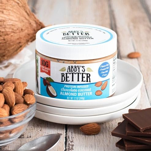 Miniatura 6 de Abby's Better Mantequilla de coco y chocolate con infusión de proteínas, sin maní, sin gluten, paleo, sin OMG. (tarro de 12 onzas)
