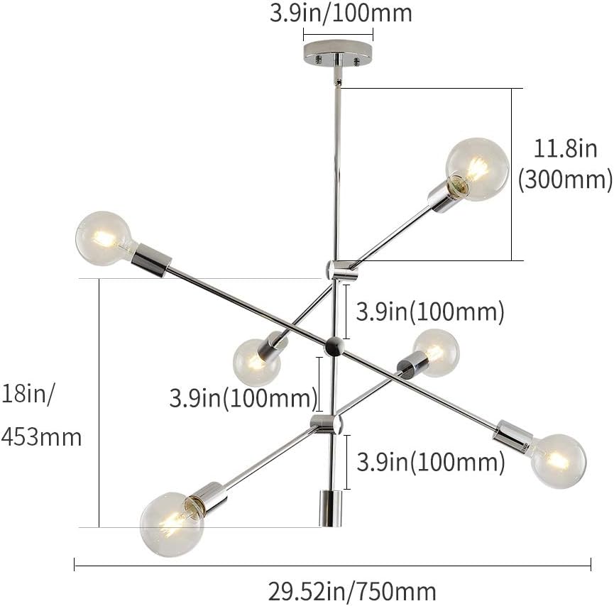 Best Seller Sputnik Chandelier 6 Lights Modern Pendant Lighting Chrome Finish Contemporary Chandeliers Light Fixture Semi Flush Mount Ceiling Light Mid Century Modern Pendant Lighting for Kitchen Dining Room Black Friday Clearance Sputnik Chandelier 6 Lights Modern Pendant Lighting Chrome Finish Contemporary Chandeliers Light Fixture Semi Flush Mount Ceiling Light Mid Century Modern Pendant Lighting for Kitchen Dining Room