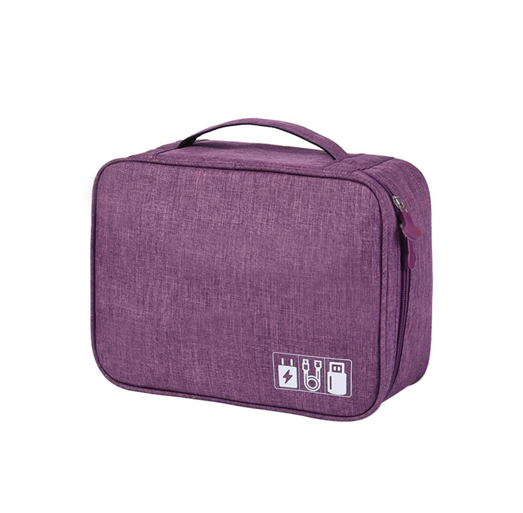 Torba elektroniczna organizer przenośna torba na kabel do tabletu, zewnętrzny dysk twardy, ładowarka, kable, adaptery, karty pamięci, przewody USB, fioletowy, Łatwe do noszenia