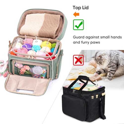 mybagzing crochet bag organizer - yarn bags for crocheting - crochet storage bag with pockets for crochet hooks crochet accessories - yarn organizers - yarn holders for crocheting - knitting bags