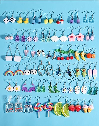 40 Pairs Fun & Funky Weird Earrings: Novelty Earring Collection for Women– Mushroom, Gummy Bear, Boba, Duck, and More! (Bulk Pack)2