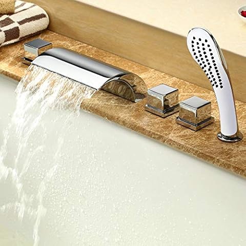 Conjunto para bañera de manguera para ducha de mano y grifo mezclador con efecto cascada y lluvia Cover