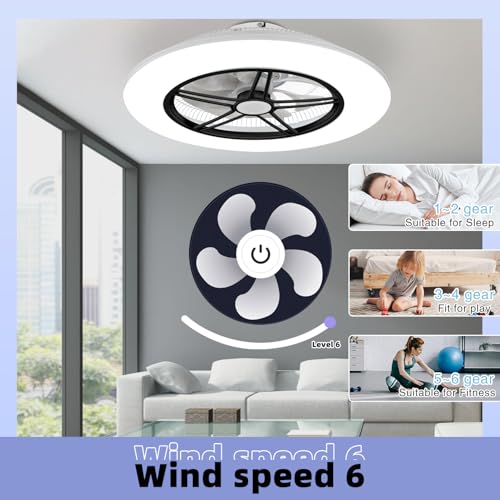 BAYSQUIRREL Alexa WiFi Low Profile Ceiling Fan with Light Flush Mount Enclosed Ceiling Fan LED Dimmable Bladeless Ceiling Fans with Google Assistant/App Control,6 Speed Dimmable LED-RGB Lights 22inch by BAYSQUIRREL - Image 5