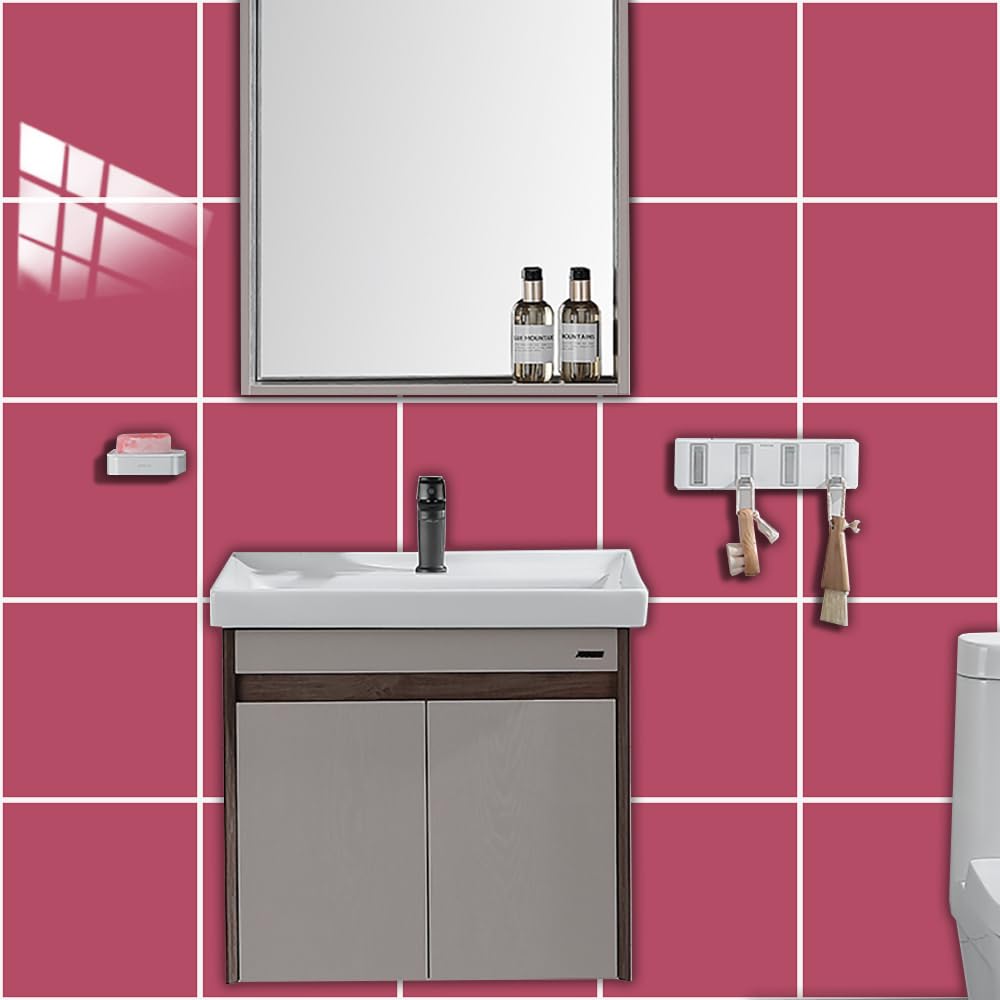 LMYSXAOZ Tile Stickers Light Red Stick On Tiles,Self Adhesive Wall Tiles for Kitchen Bathroom,Vinyl Peel and Tiles,Stick Waterproof Oilproof 10 PC(15x15cm)