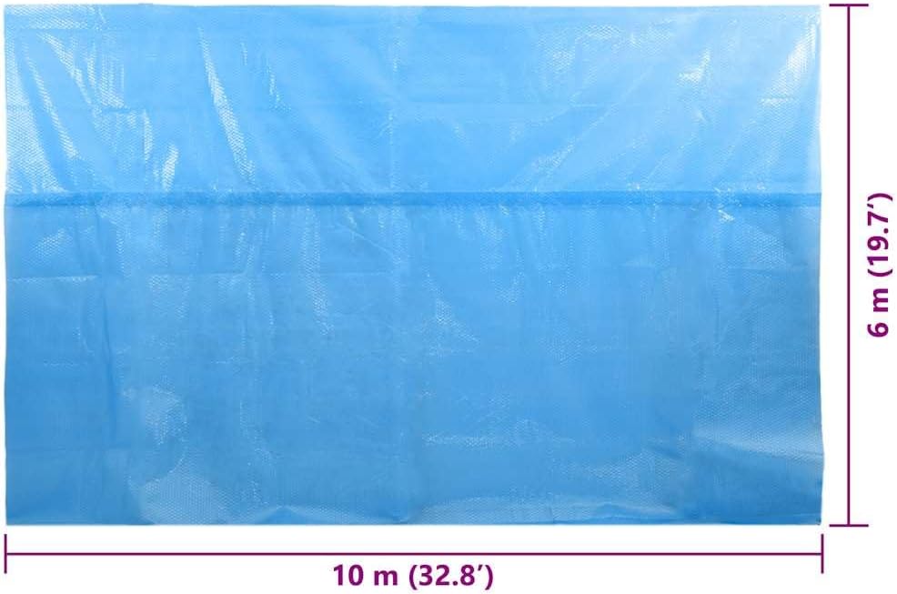 vidaXL Blue Rectangular Solar Pool Cover - 393.7"x236.2" - PE Air Chambers - Promotes Heat Retention, Decreases Water Evaporation & Chemical Usage, Easy Installation