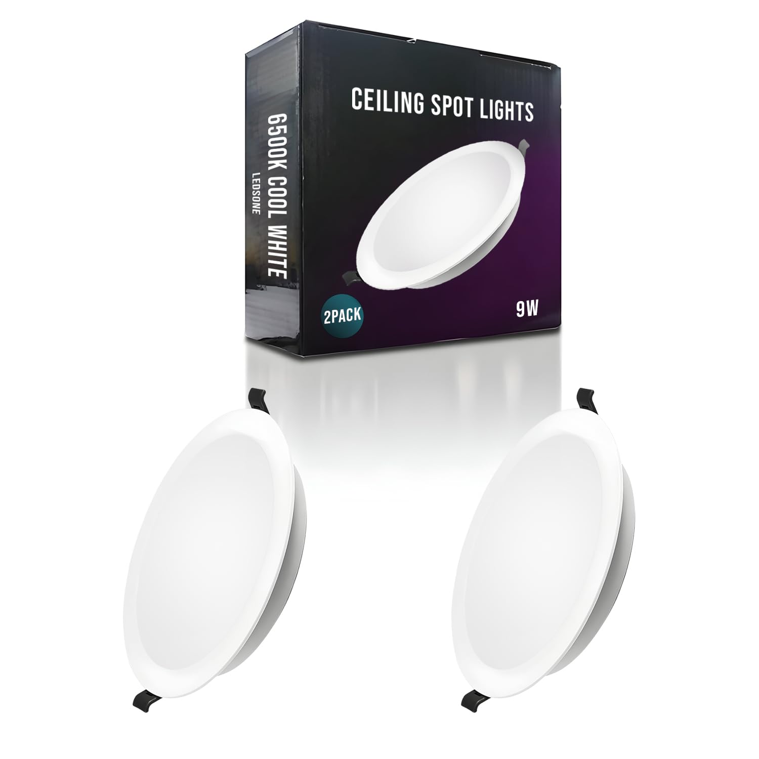LED Downlights for Ceiling 5W/9W/12W/18W/24W Ultra Slim LED Recessed Ceiling Spot Lights 6500K Cool White IP20 Waterproof Spotlights Ceiling Lights, 1/2 Pack (9W, 2 Pack)