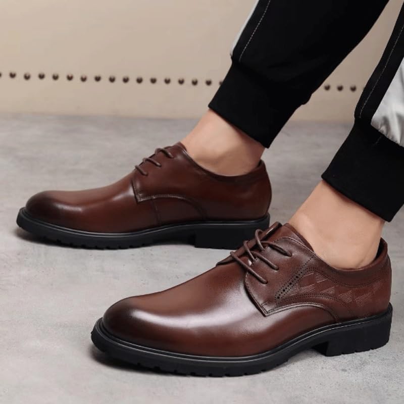 Men's Genuine Leather Lace Up Oxfords Comfort Wide Round Toe Non-Slip Dress Shoes Formal Leather Shoes for Weddings Business Office Prom4