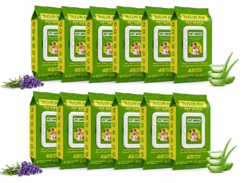 Image of Hypoallergenic Dog Wipes, Cleaning and Odor-Controlling Grooming Wipes for Paws, Body, and Butt, Perfect for Puppy and Adult Dogs (Pack of 12.)