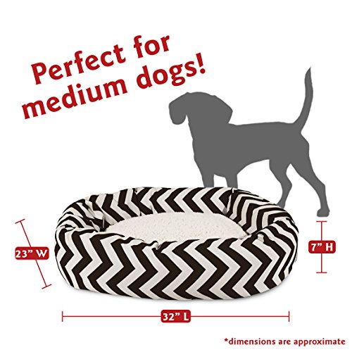 Image of Majestic Pet Chevron Sherpa Bagel Bed, Black, 32-Inch