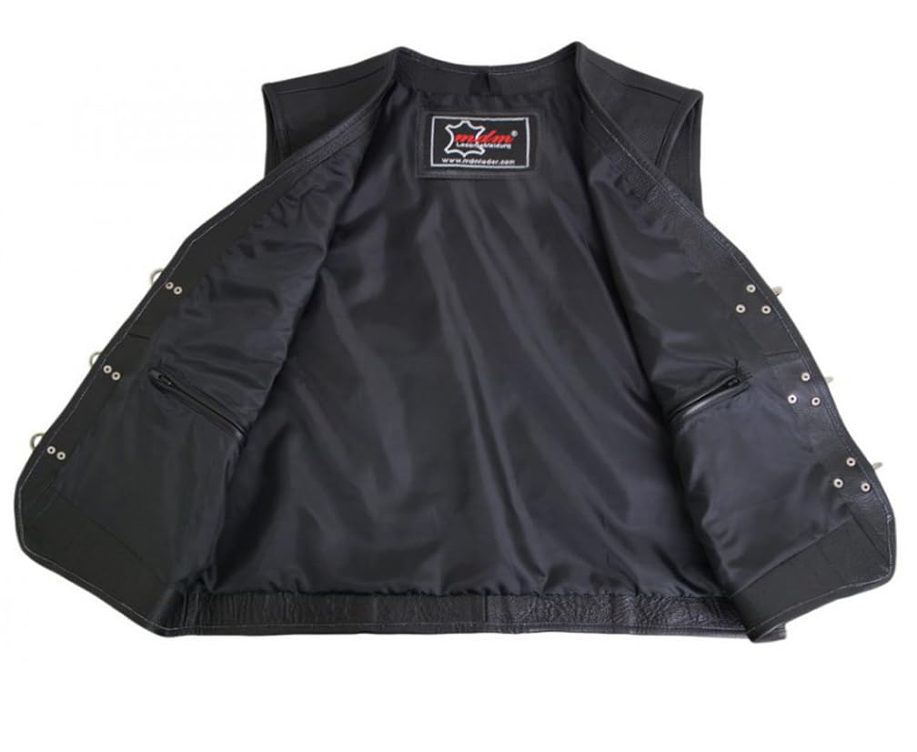 MDM Herren Lederweste in schwarz ohne Taschen (Gr. 5XL)