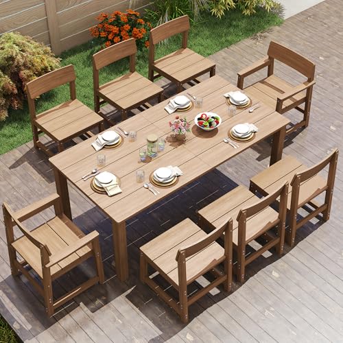 9-Piece Patio Dining Set for 8 with Umbrella Hole