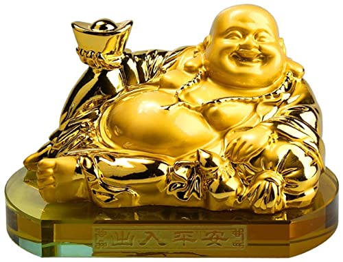 Figurine de richesse Feng Shui : statue Bouddha riant pour attirer le bonheur au bureau
