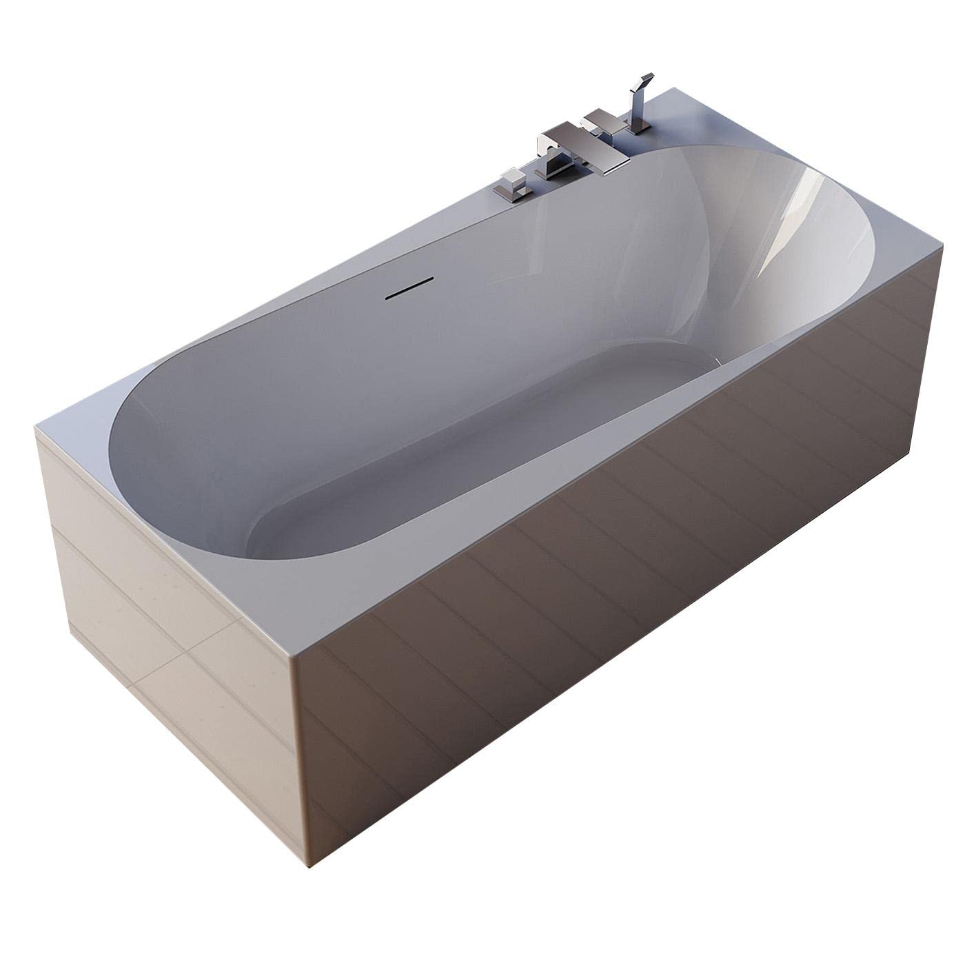 BERNSTEIN Freistehende Badewanne aus Sanitäracryl Standbadewanne Wanne mit Doppelwandiger Konstruktion 170 x 78 x 58 cm - 5 Jahre Garantie - Onda in Weiß glänzend, Acryl-Wanne