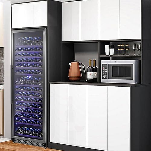 Garvee 24 Inch Wine Fridge Dual Zone, 187 Bottles Large Wine Cooler Refrigerator, Freestanding Wine Fridge With Stainless Steel and Professional Compressor, Fast Cooling Low Noise and No Fog Built-in