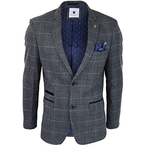 Men's Herringbone Tweed Blazer with Velvet Trim Cover